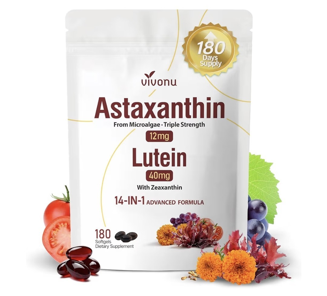 vivonu Astaxanthin 12mg Lutein 40mg Zeaxanthin Eye Health Softgels 180ct