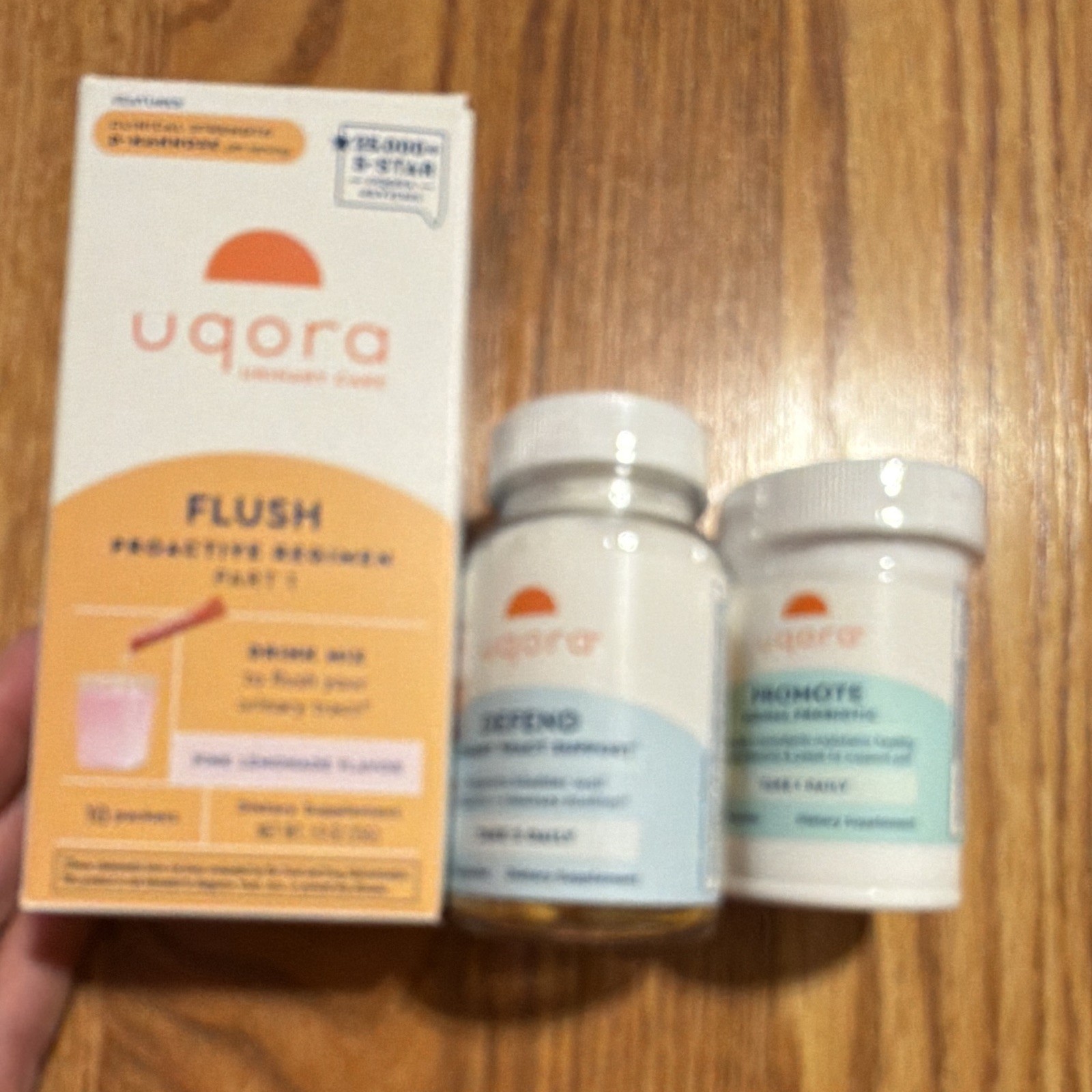 uqora Flush Pink Lemonade Drink blend 10 + Defend 60 Capsules + Promote 30