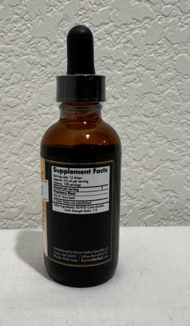 New Barlow Herbal Pau D’ Arco 2 fl oz Dietary Supplement Exp 04/2030