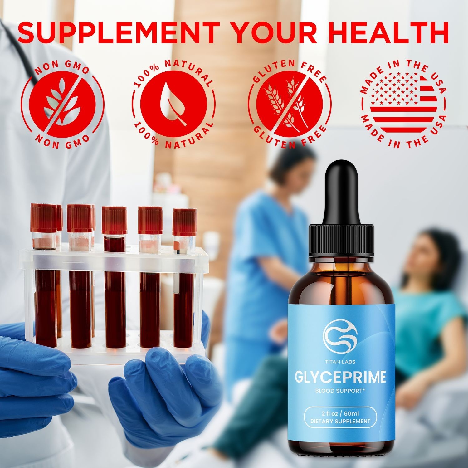 (1 Pack) Glyceprime Blood Health Support Drops Glyce Prime Vitamin 30 Servings