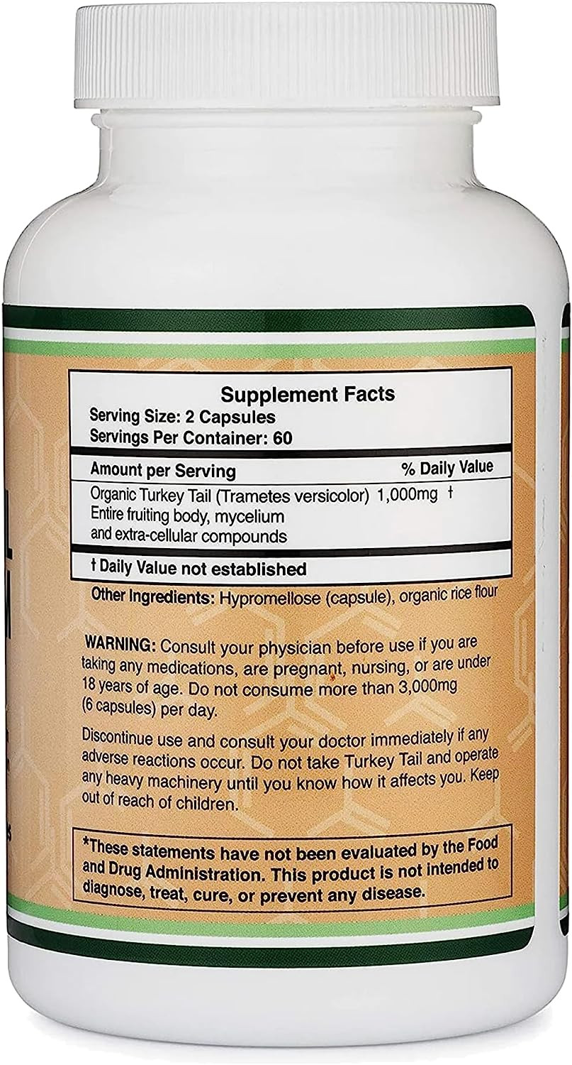 Turkey Tail Mushroom Supplement (120 Capsules – 2 Month Supply) (Coriolus Versic
