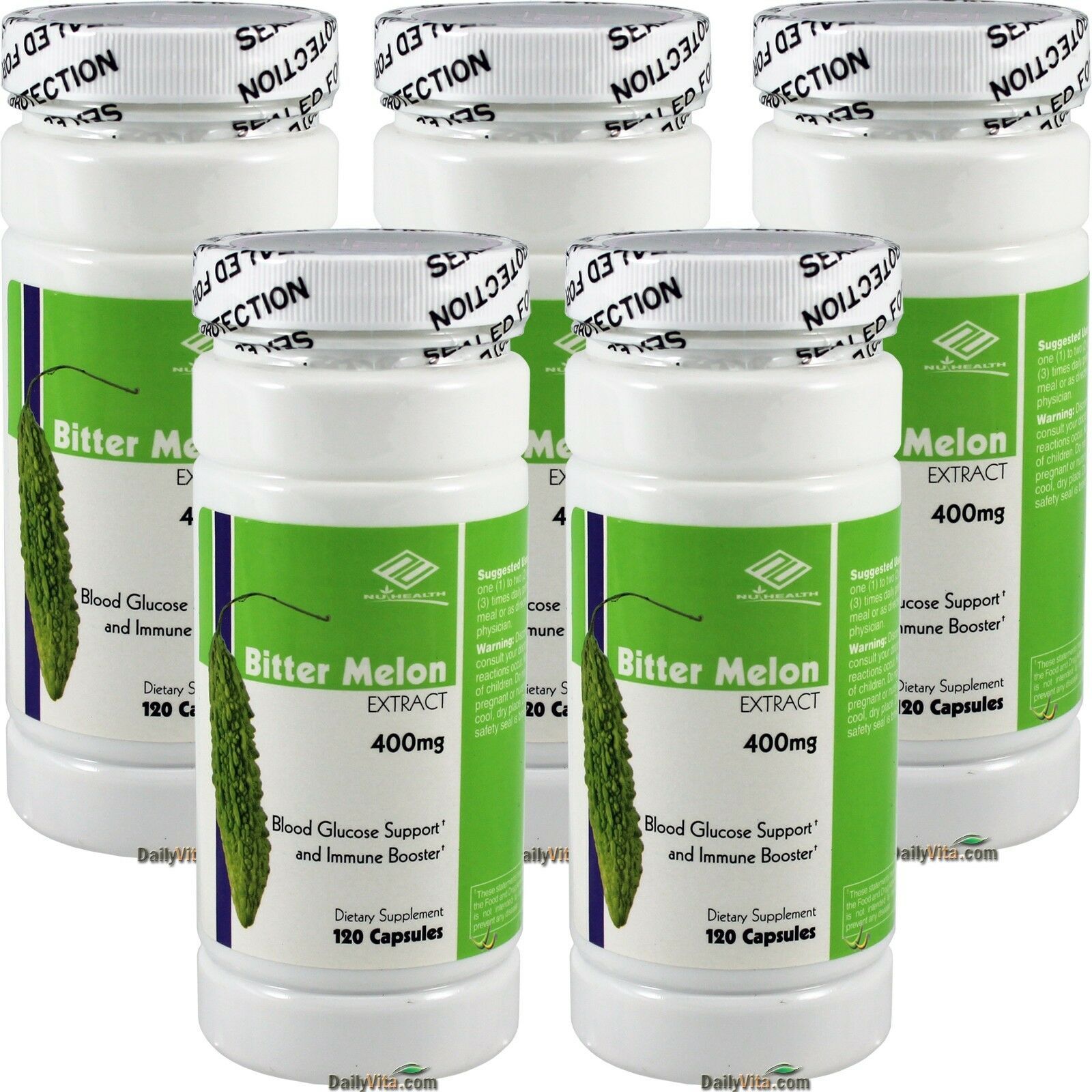 5 x Bitter Melon Extract 400 mg 120 Caps Blood Gluscose Support Made