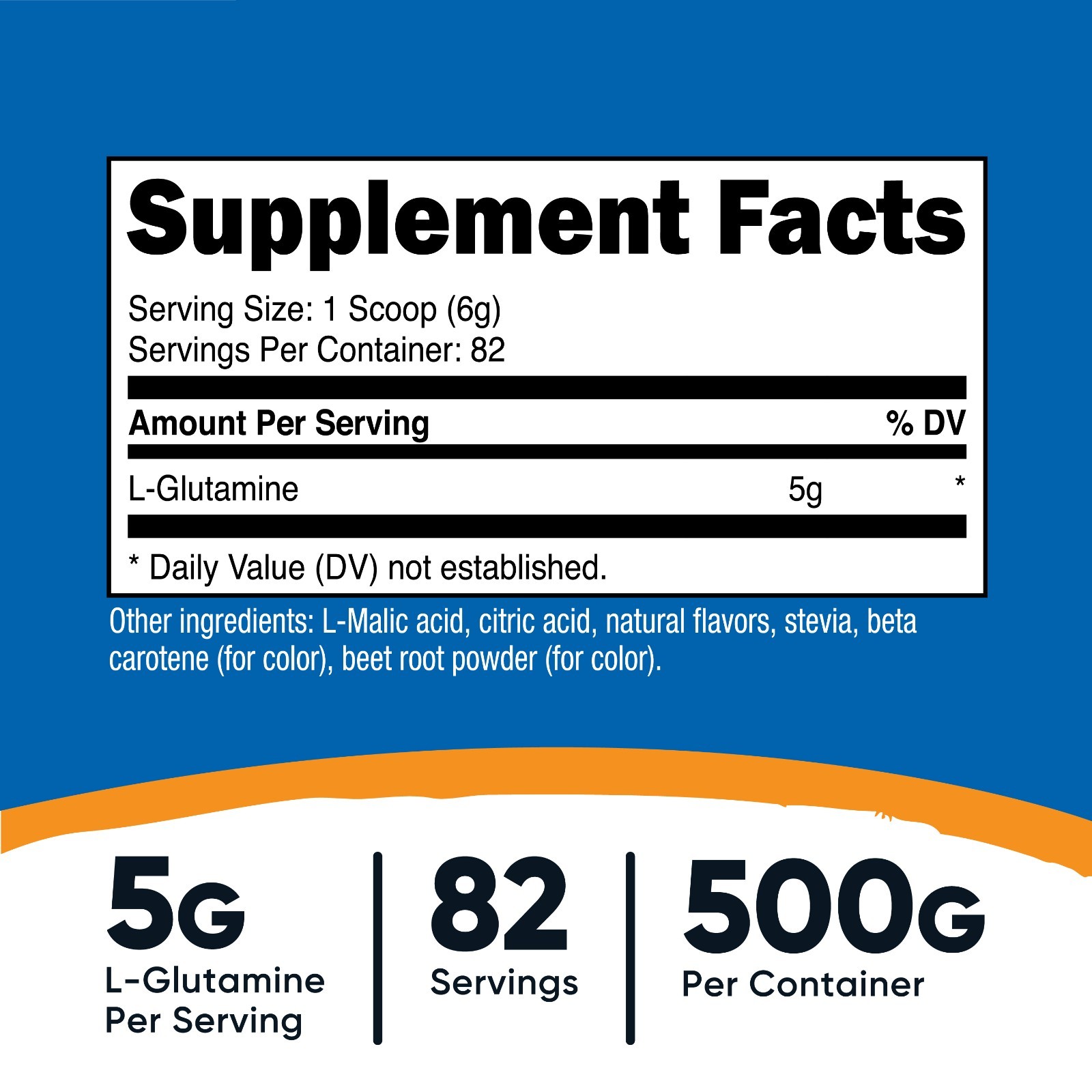 Nutricost Peach Mango L-Glutamine Powder Sweetened with Stevia (500 Grams)