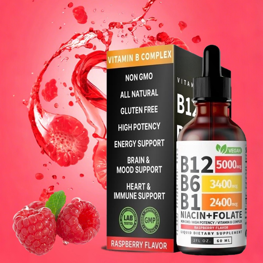 1~3x Vitamin B12 and B6 Liquid Drops, B12 Sublingual B Complex-B12 5000mcg 60ml