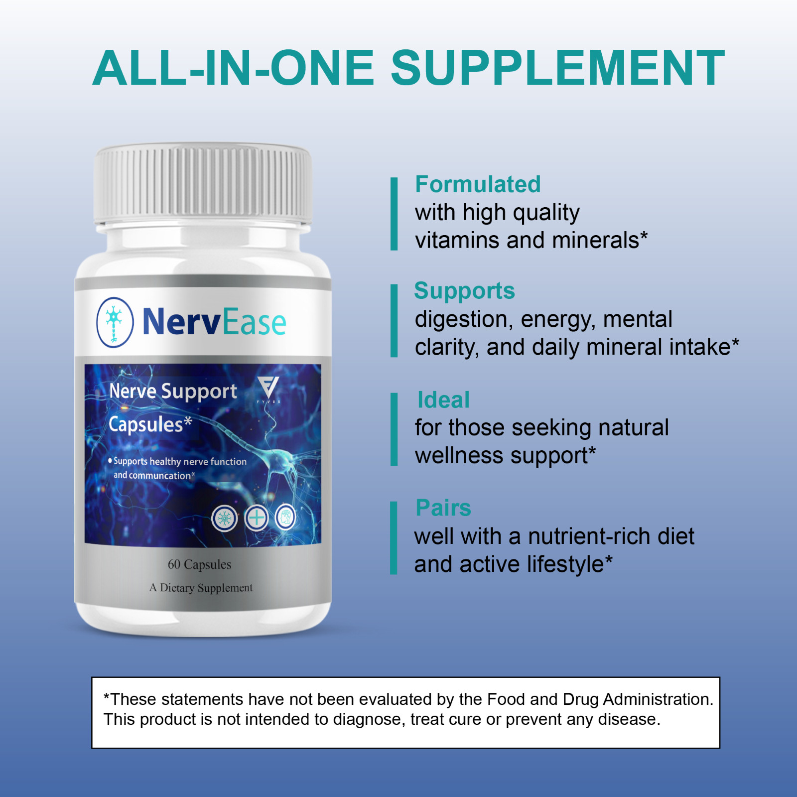 (2 Pack) Nerv Ease Pills, NervEase Premium Nootropic Supplement (120 Capsules)