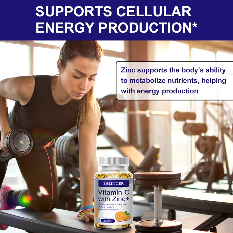 High Potency Vitamin C 1000mg + Zinc 20mg,For Immune System,Brain 30~120Capsules