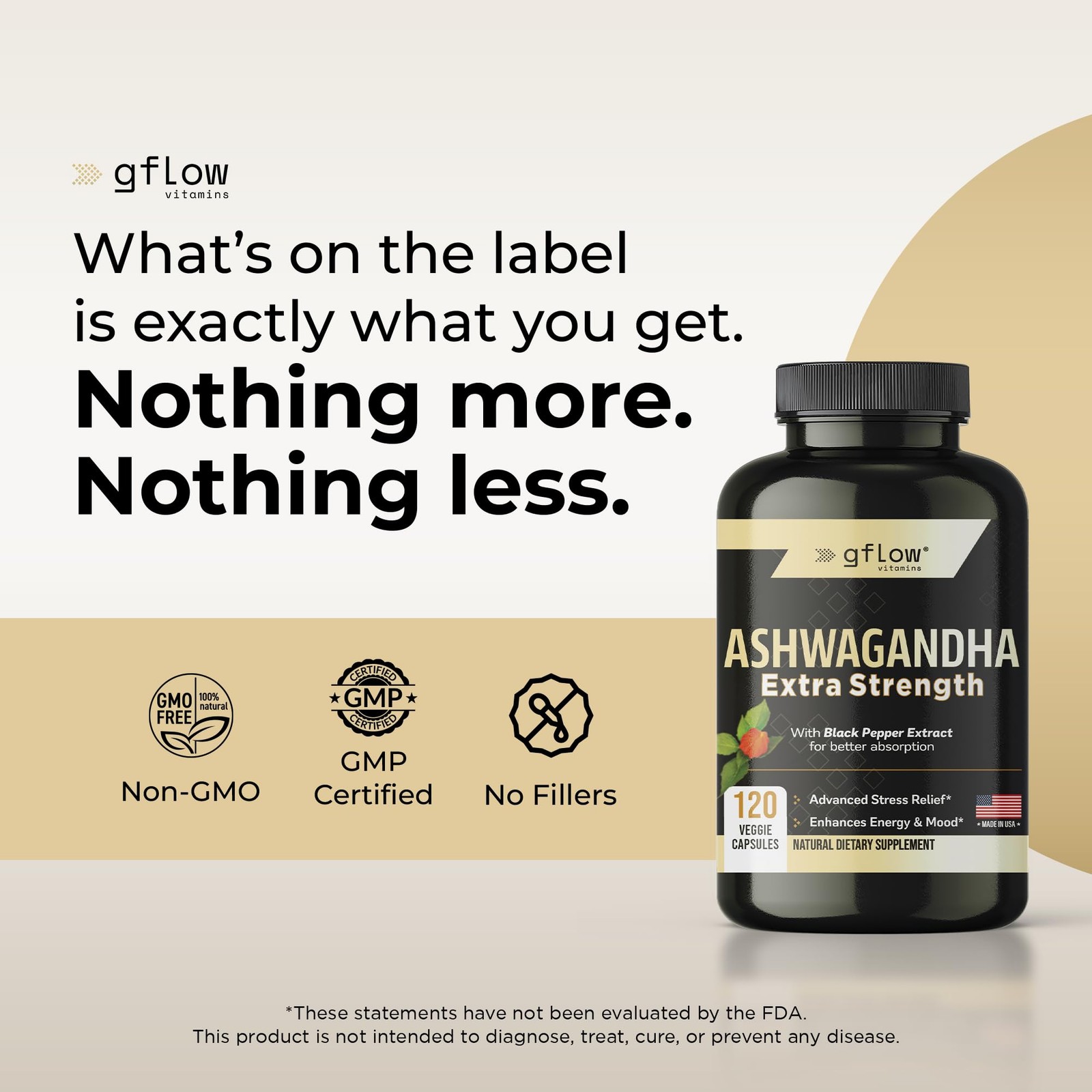 gflow vitamins Ashwagandha Supplements for Women and 120 Count (Pack of 1)