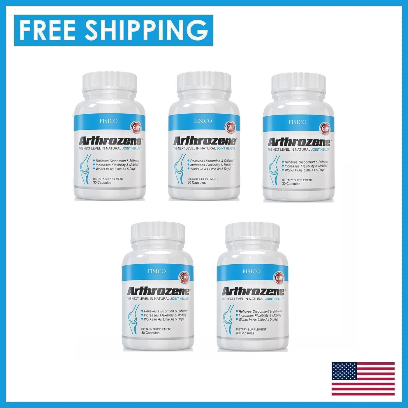 Pack of 5 – Fisico Arthrozene Natural Joint Health Supplement 30 Capsules – New