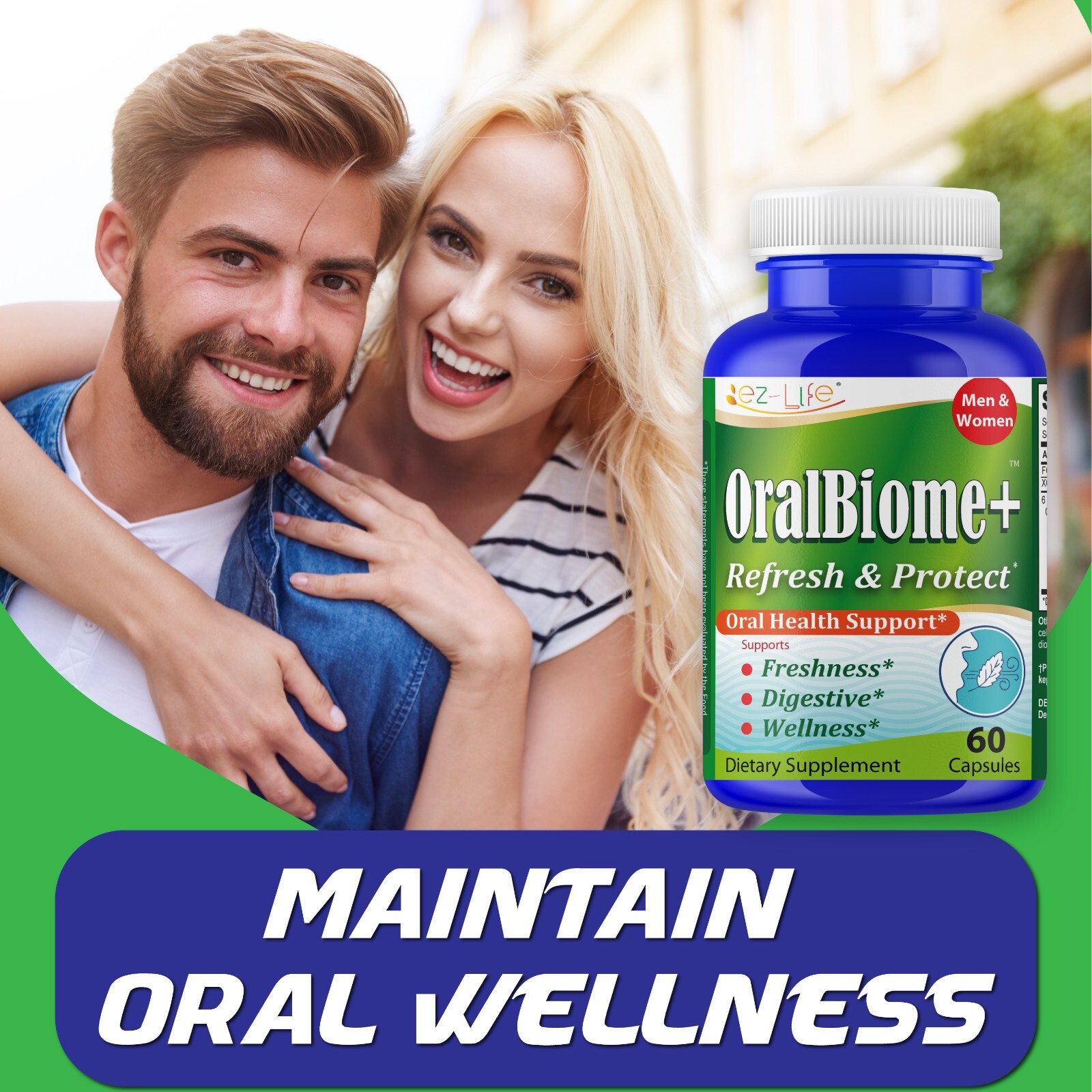 Oral Probiotics for Mouth Bad Breath for Adults-Fresh Breath 60 Capsules