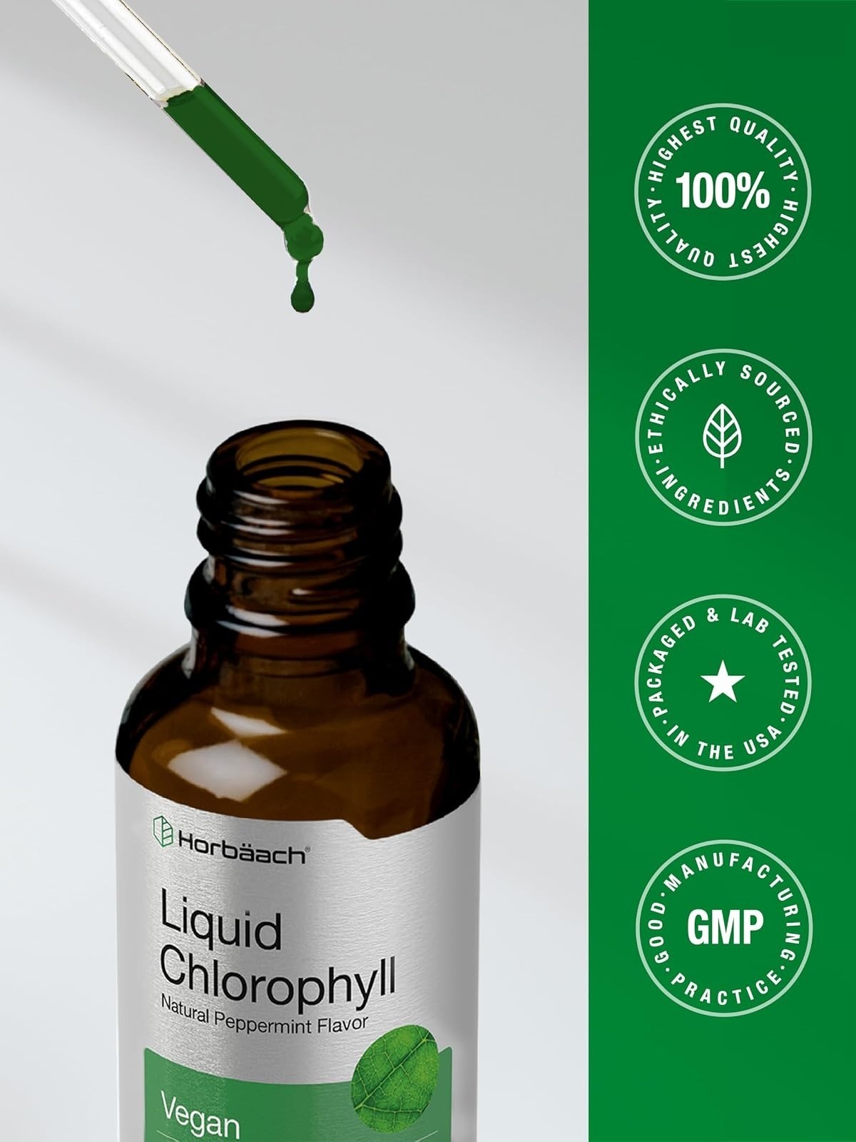 Horbäach Liquid Chlorophyll Drops 2 fl oz Peppermint Vegan Non-GMO