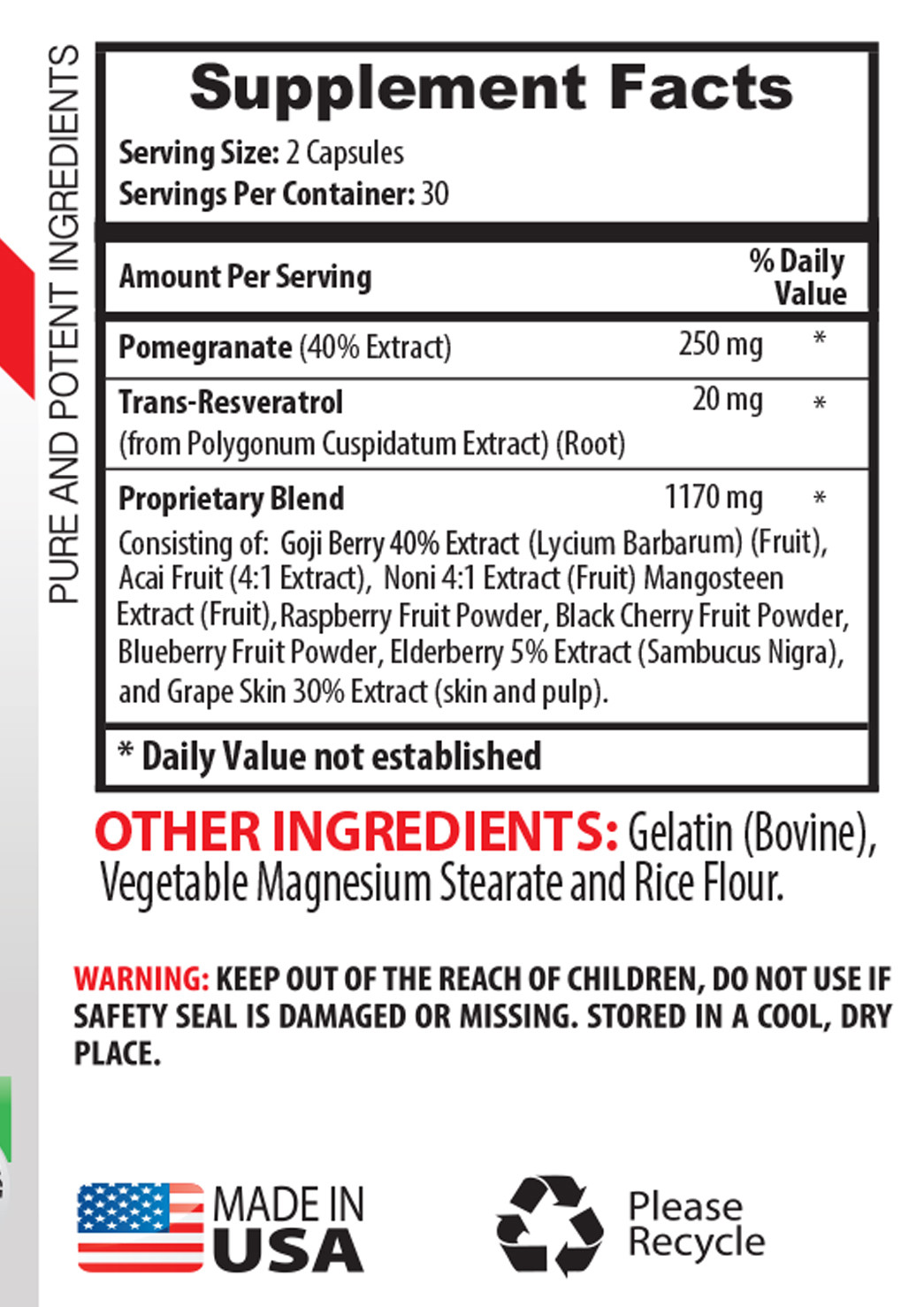 pomegranate extract – Pomegranate 40% Extract 250mg – weight loss antioxidant 3B