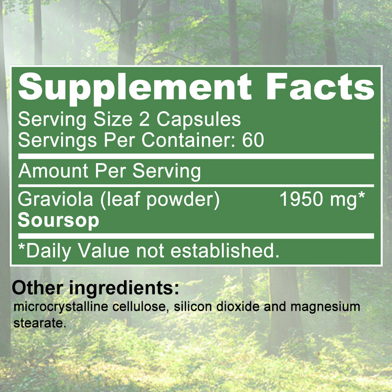 30/60/120 Capsules GRAVIOLA SOURSOP Leaf Extract 1950mg Annona Muricata