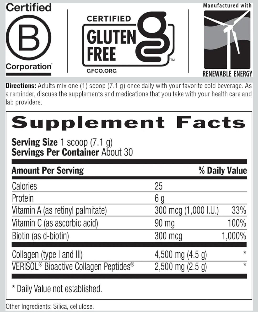 Country Life Maxi-Collagen 7000 Types I & III Grass-Fed Flavorless Powder 7.5oz