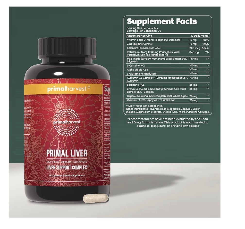 Primal Harvest Primal Liver Supplement Women & Men Liver Support Complex 2 Packs