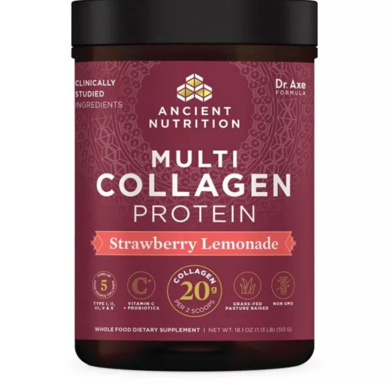 Ancient Nutrition Multi Collagen Protein – Strawberry Lemonade 18.1 oz Pwdr