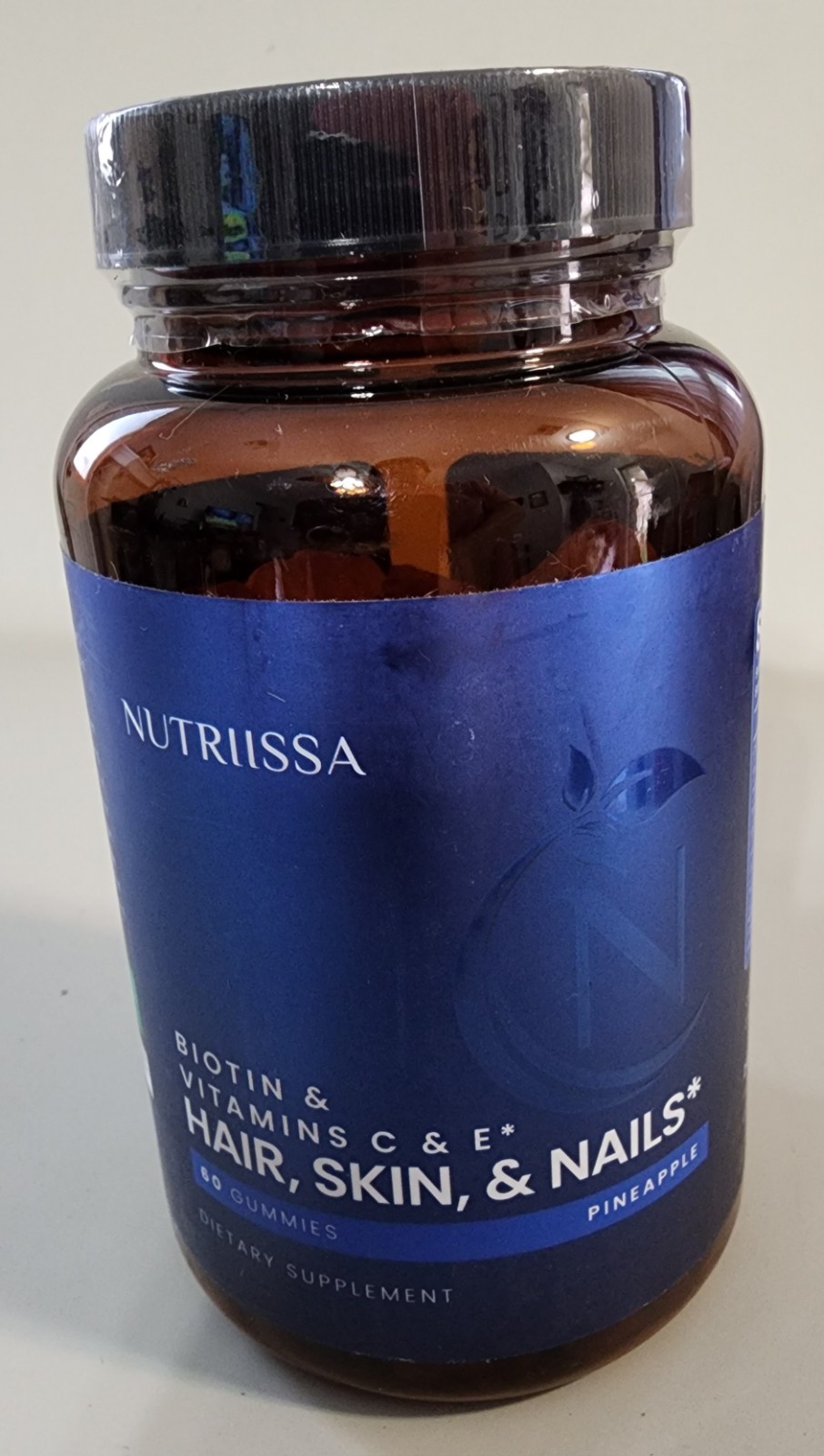Nutriissa Hair Skin Nails Gummies- Pineapple Flavor, 60ct Biotin, Vitamin C & E