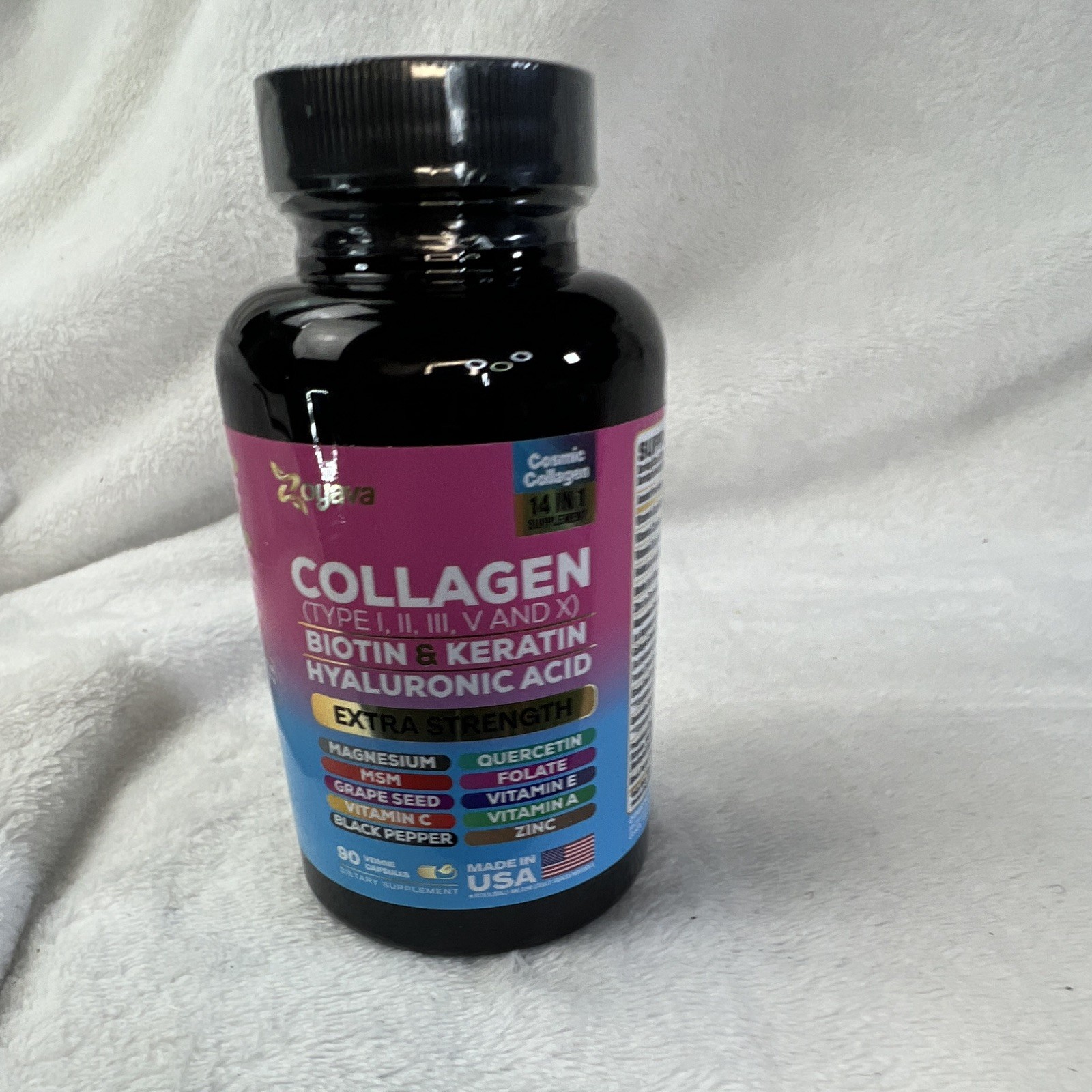 Zoyava Collagen Types I II III V & X + Biotin Keratin HA Vit C 90 Capsules USA