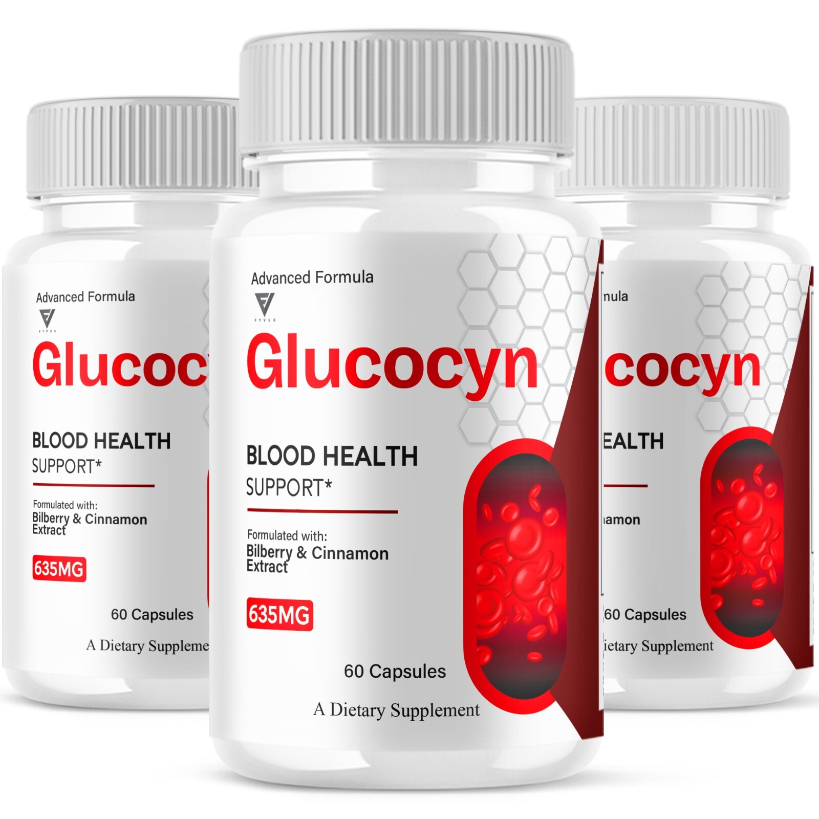(3 Pack) Glucocyn Glycogen Pills, Glucocyn Advanced Support (180 Capsules)