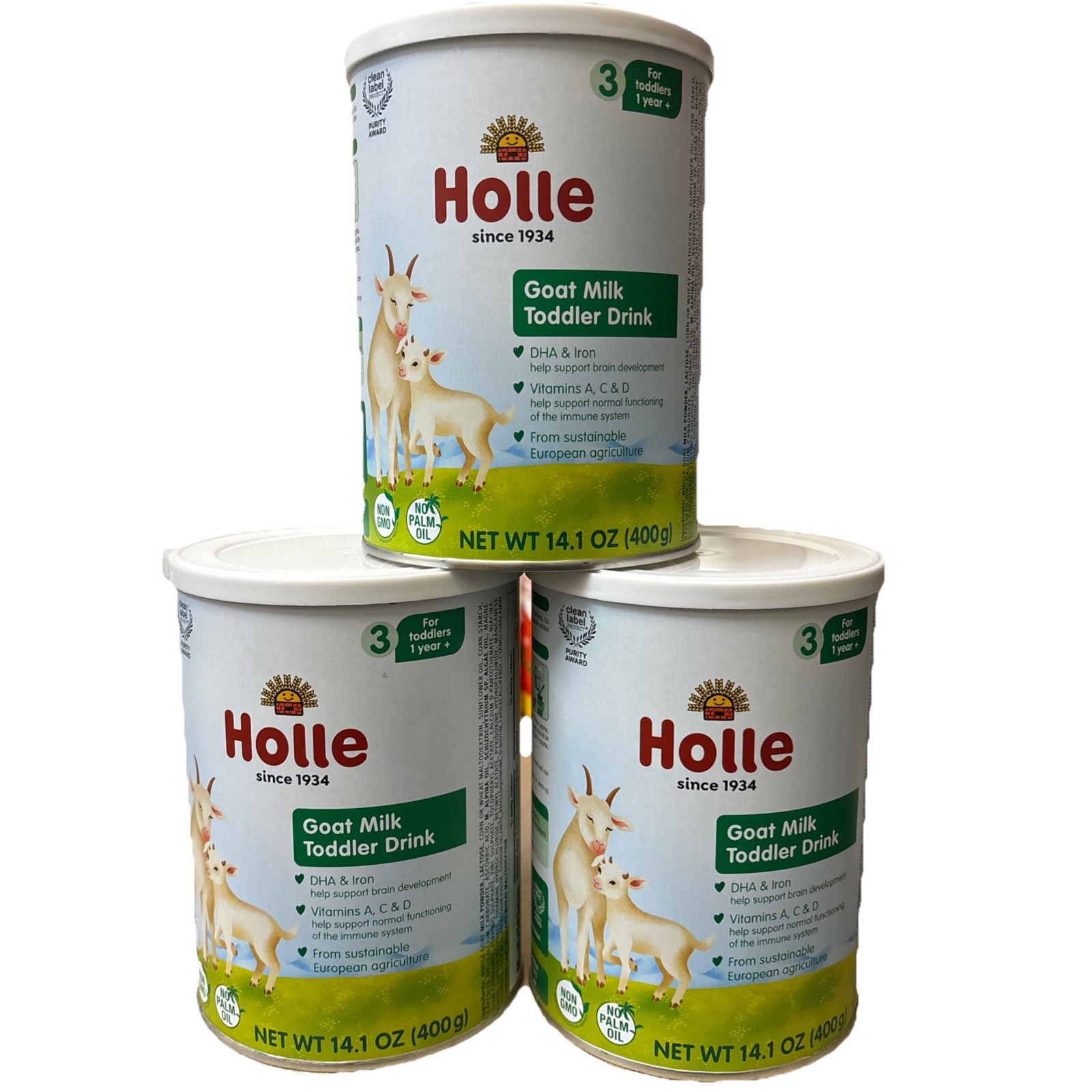 3-Pack Holle Goat Milk Toddler Drink BB 08/07/2026 14.1oz each (400g) New Sealed