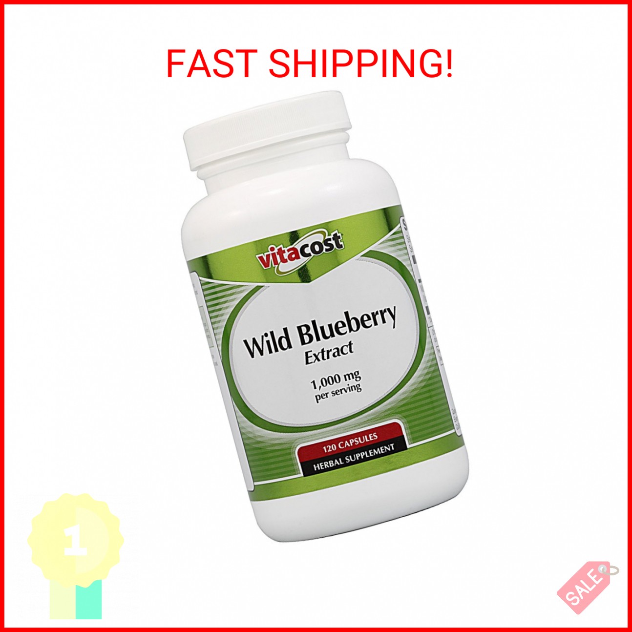 Vitacost Wild Blueberry Extract — 1,000 mg per serving – 120 Capsules