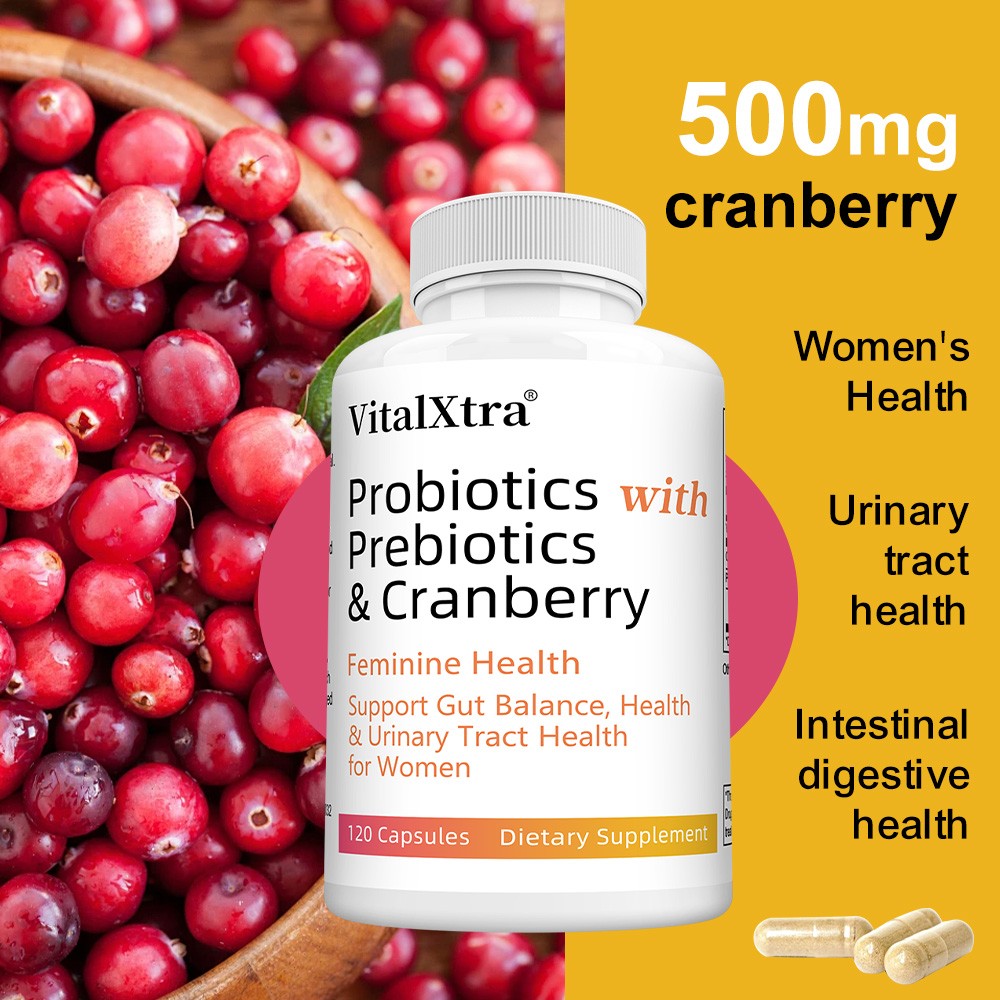 Feminine Health Supplement With Probiotics Prebiotics Cranberry 120 Capsules