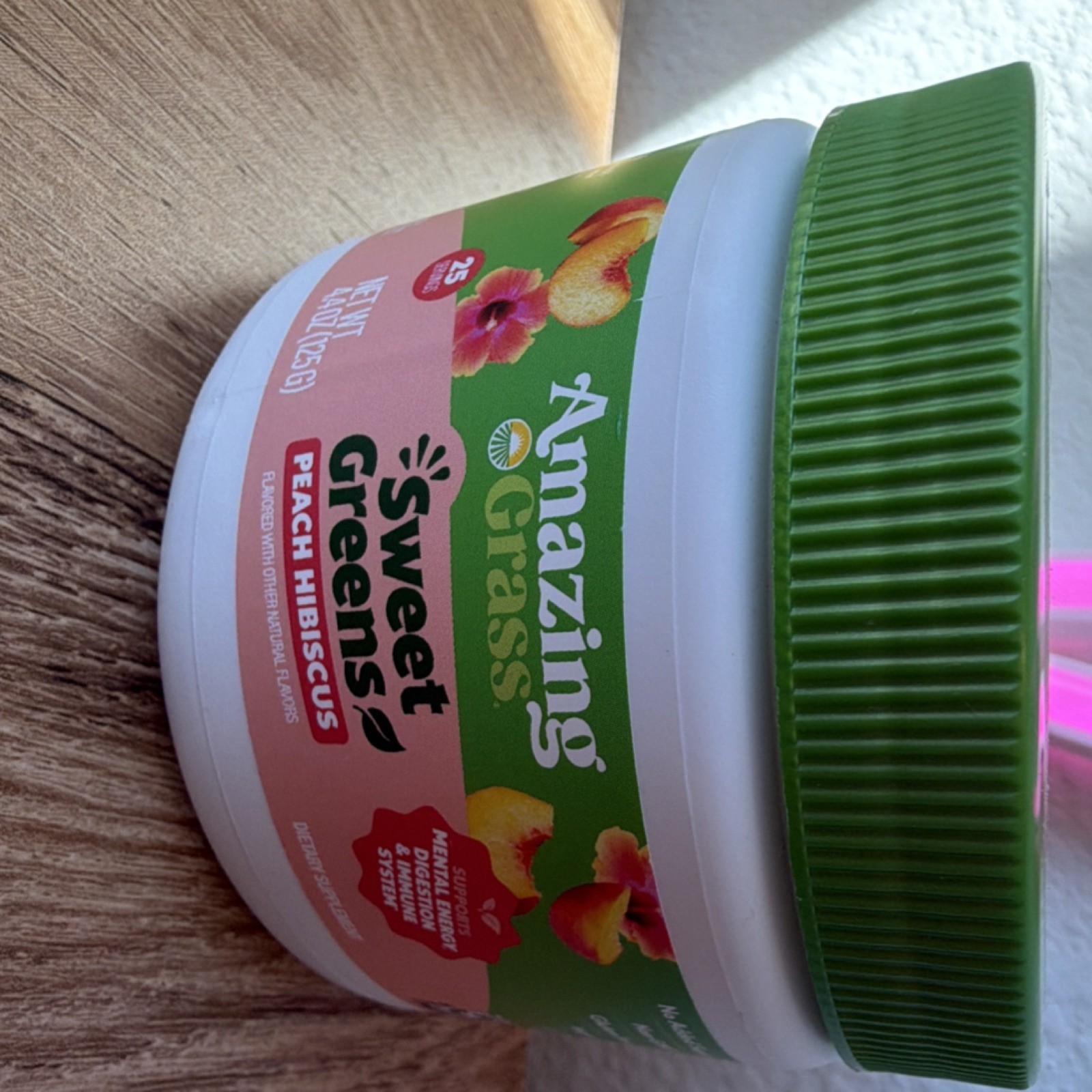 Amazing Grass Sweet Greens Peach Hibiscus Powder Vitamin C Vegan Non-GMO 4.4oz