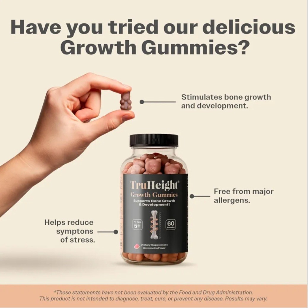 TruHeight Growth Gummies Watermelon Natural Growing Kids Teens Supplement 40 CT