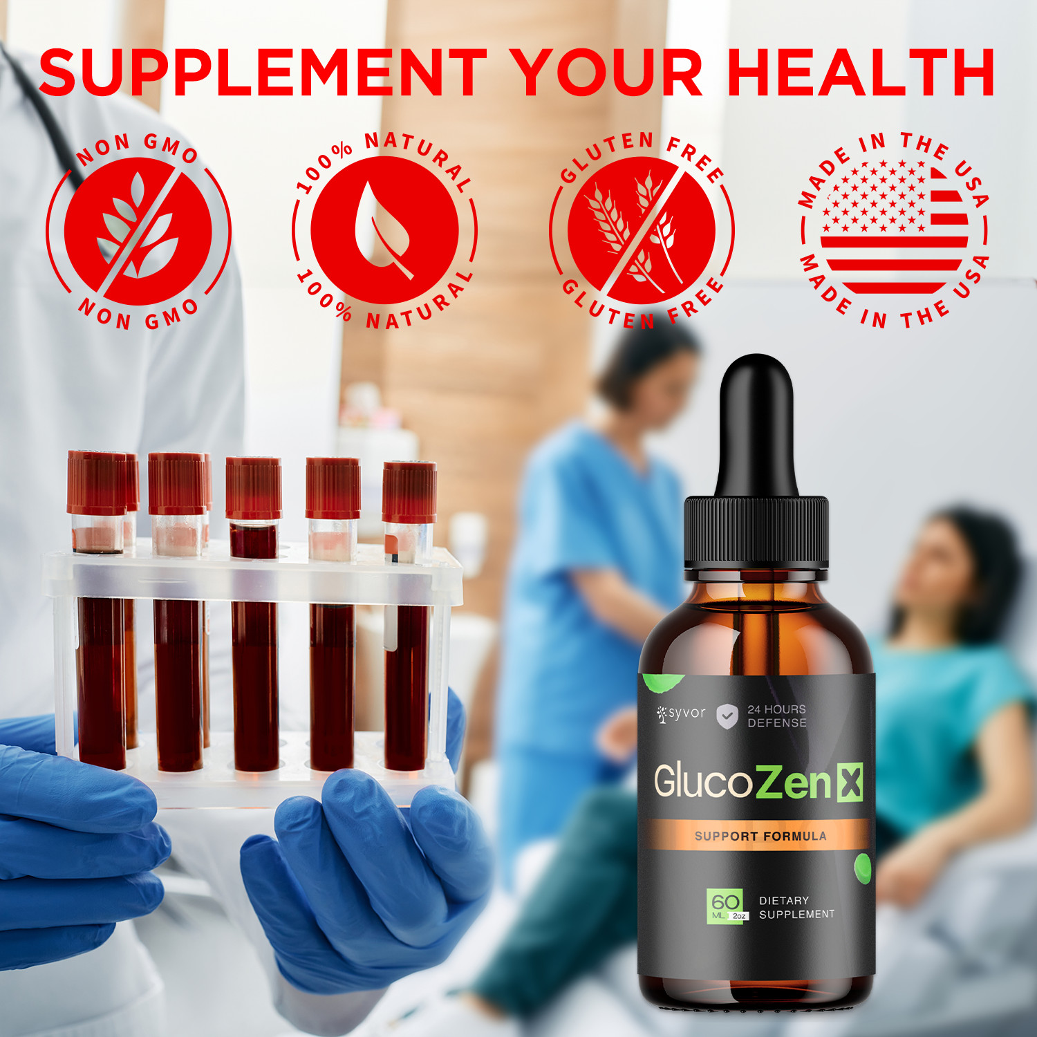 (2 Pack) Gluco Zen X Blood Support Drops Advanced Vitamin Supplement 60 Servings