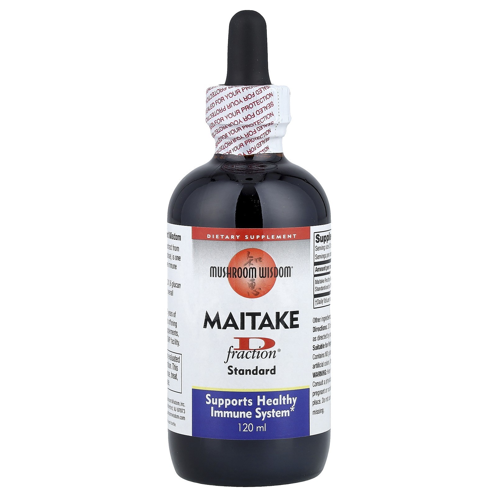 Mushroom Wisdom Maitake D-Fraction Standard 120 ml Alcohol-Free, Dairy-Free