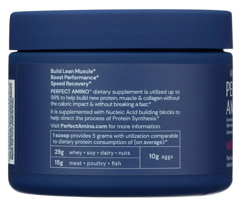 Bodyhealth Perfect Amino Essential Amino Acid Powder, 4.6 oz (20 servings) Berry