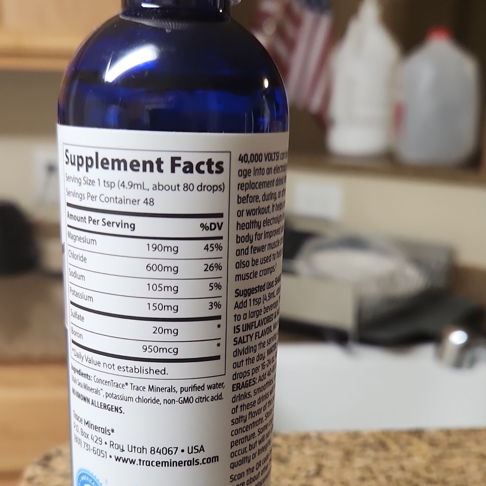 Trace Minerals TM Sport 40,000 Volts Mineral Drops 4 fl oz Exp 11/2027
