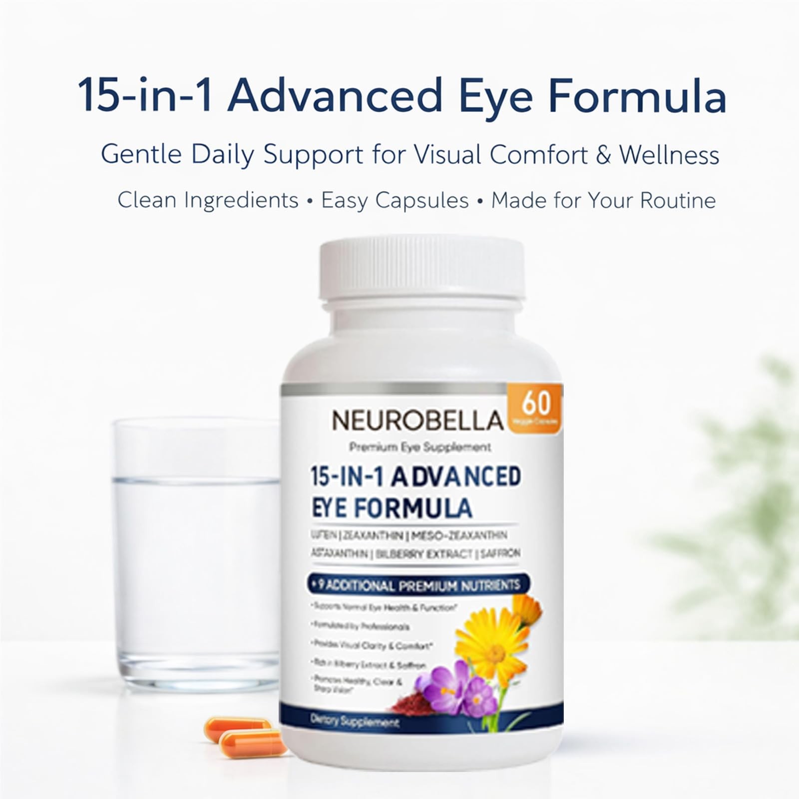 Neurobella Eye Formula, 15 in 1 Daily Wellness 60 Count (Pack of 1)
