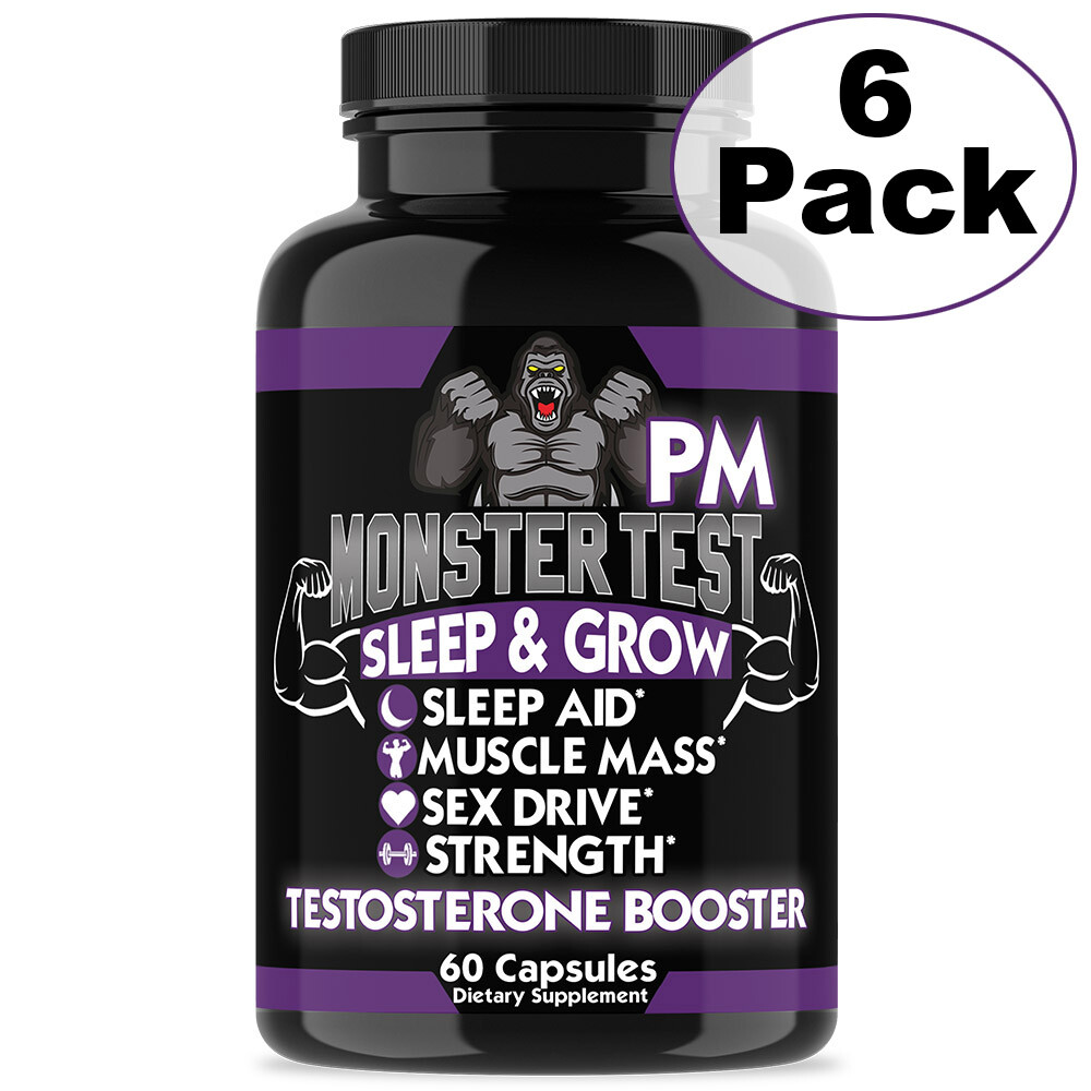 Men’s Test Booster Monster Test PM Sleep Aid Pill – 60 Count -6 Pack