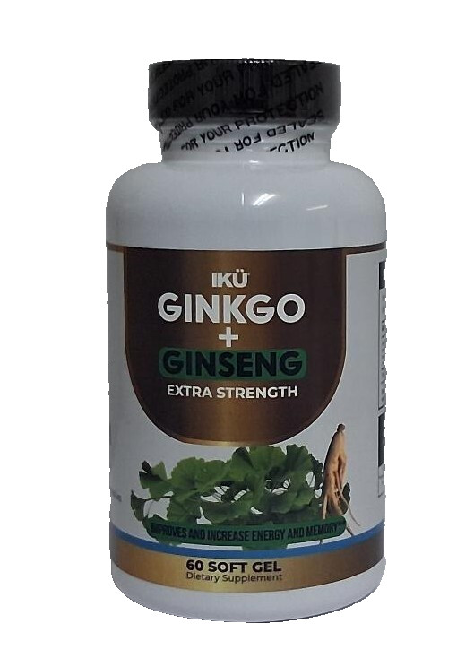 Ginkgo Biloba + Ginseng- Extra Strength -Energy and Memory- 60 Soft gels