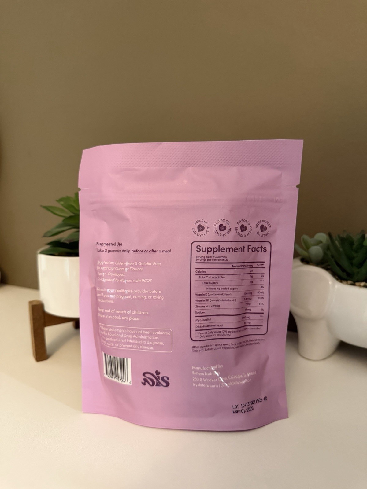 Sisters Nutrition Cysterhood PCOS Support Gummies 60ct Tropical Rosé Vegetarian
