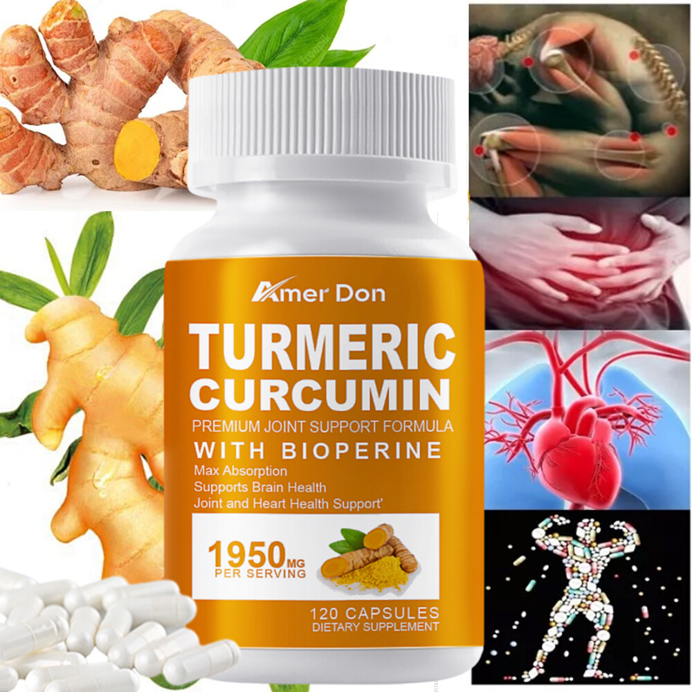 Turmeric Curcumin Highest Potency 1950mg&BioPerine Black Pepper Extract 120Pcs