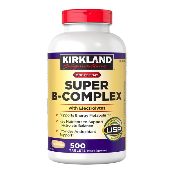 Kirkland Signature Super B-Complex with Electrolytes, 500 Tablets (4 Pack)