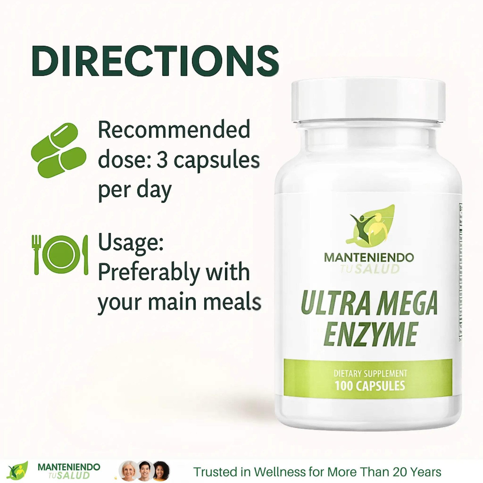 Manteniendo Tu Salud Ultra Mega Enzyme, Digest Support, 100 Capsules