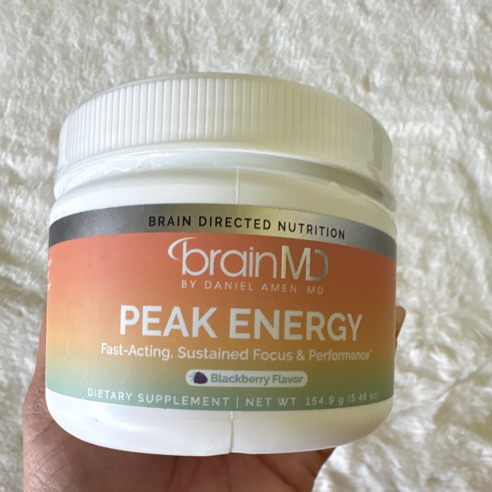 BrainMD Peak Energy Powder Dietary Supplement Energy Support Blackberry 154.9g