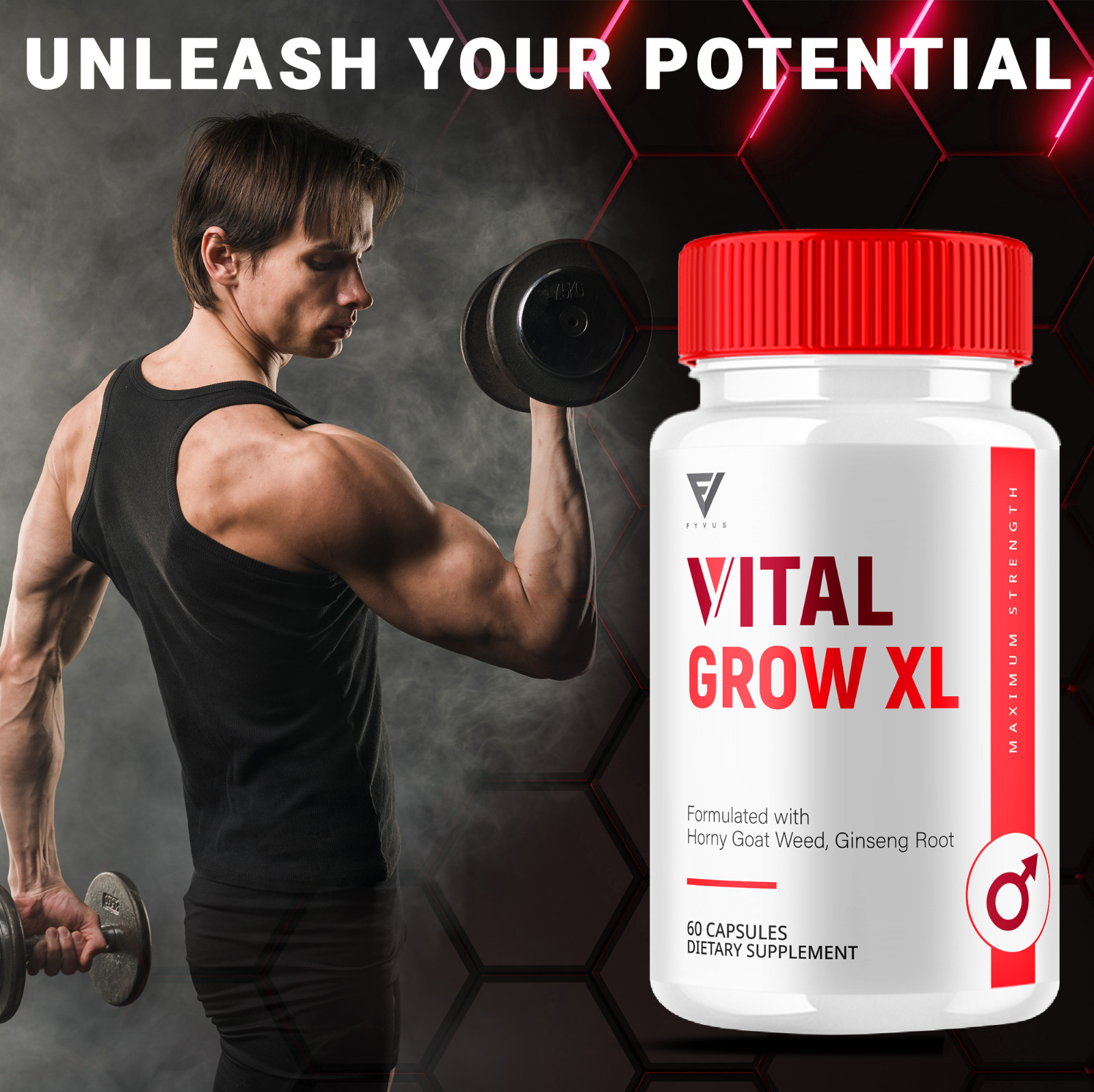(3 Pack) Vital Grow XL Capsules, Vital Grow XL Maximum Strength (180 Capsules)