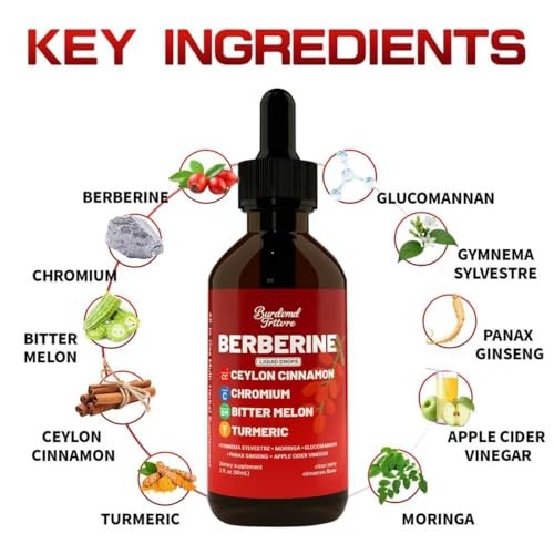 Berberine Drops with Ceylon Cinnamon Supplement, Berberine 2 Fl Oz (Pack of 2)