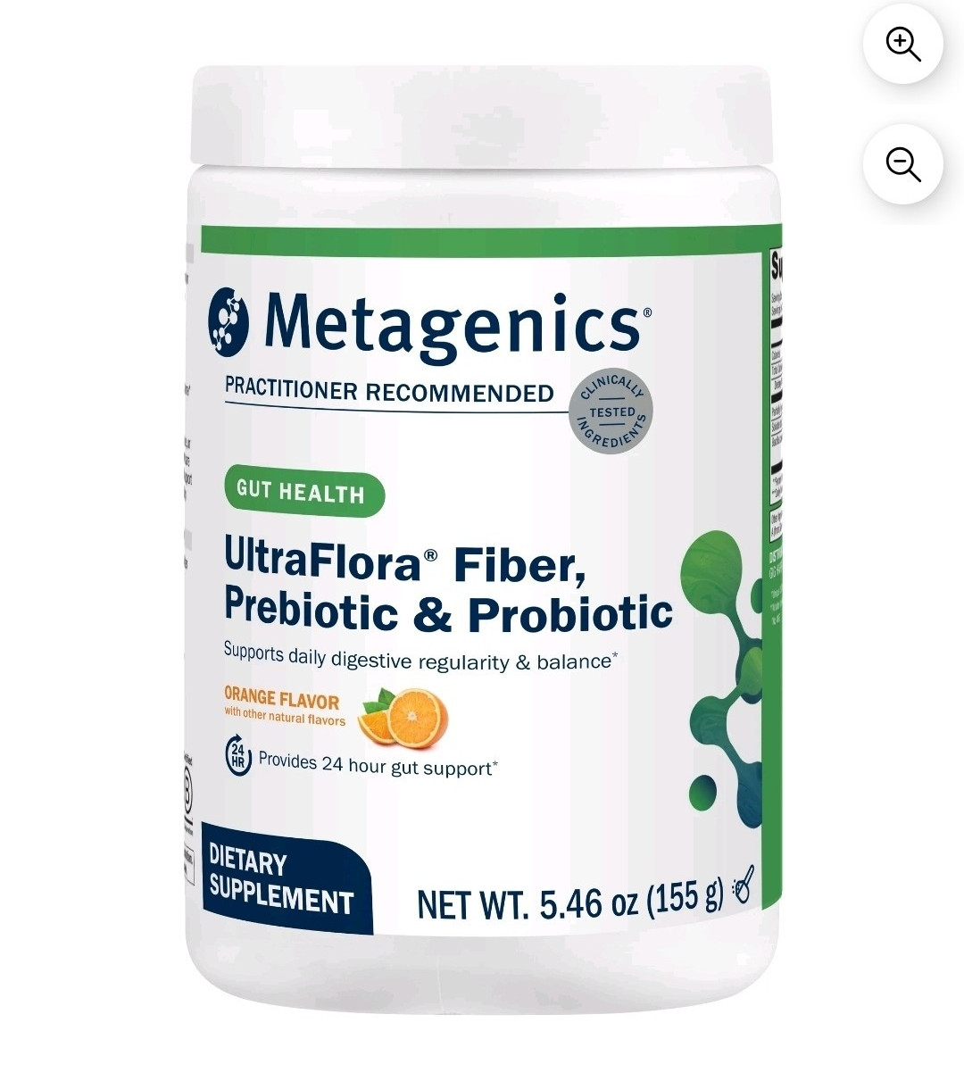 Metagenics UltraFlora Fiber Pre/Probiotic Orange 5.46oz Exp 01/2026
