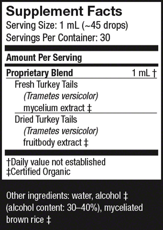 Host Defense Turkey Tail Extract 1 Oz Organic Immune Support Fungi Perfecti