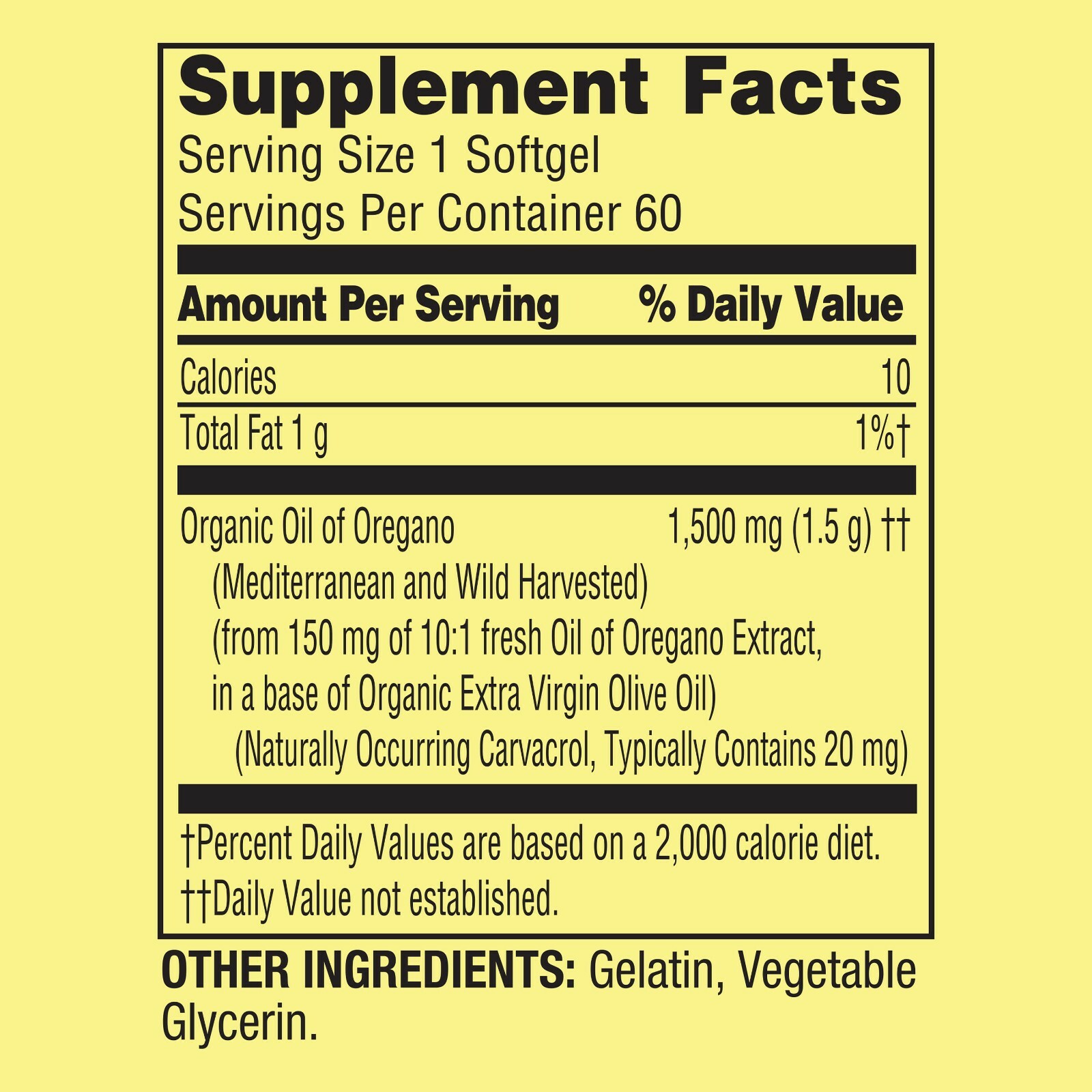 Spring Valley Mediterranean Oil of Oregano Extract Softgels, 1,500 mg, 60 Count+