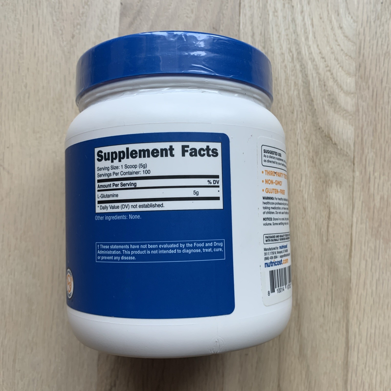 Nutricost L-Glutamine Powder Unflavored | 17.9 oz (100 Servings) EXP: 10/2027