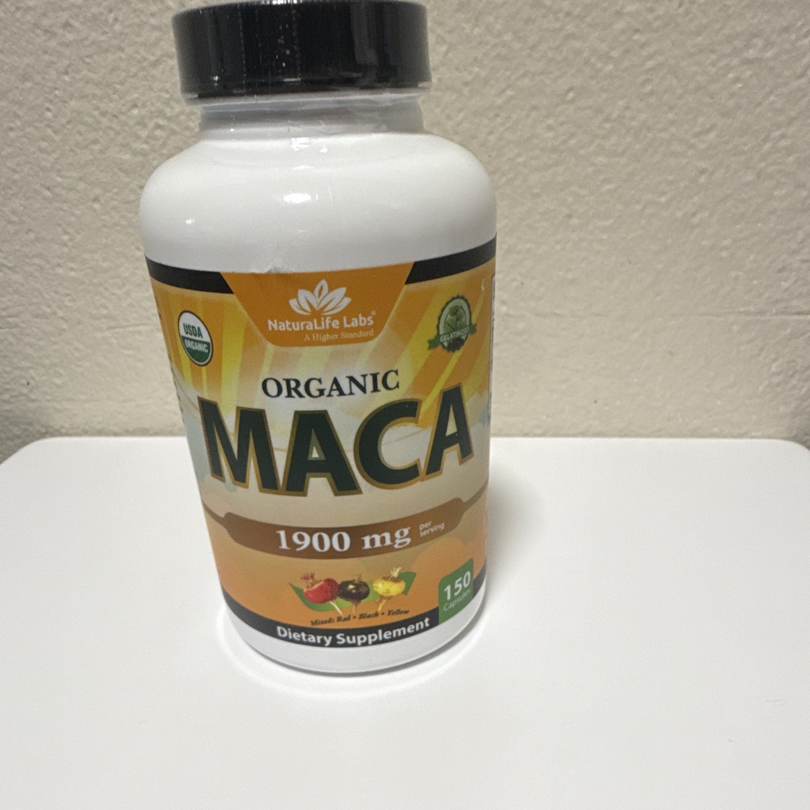 NaturaLife Labs Organic Maca 1900mg 150 Capsules Vegan Gluten-Free Exp 05/2029
