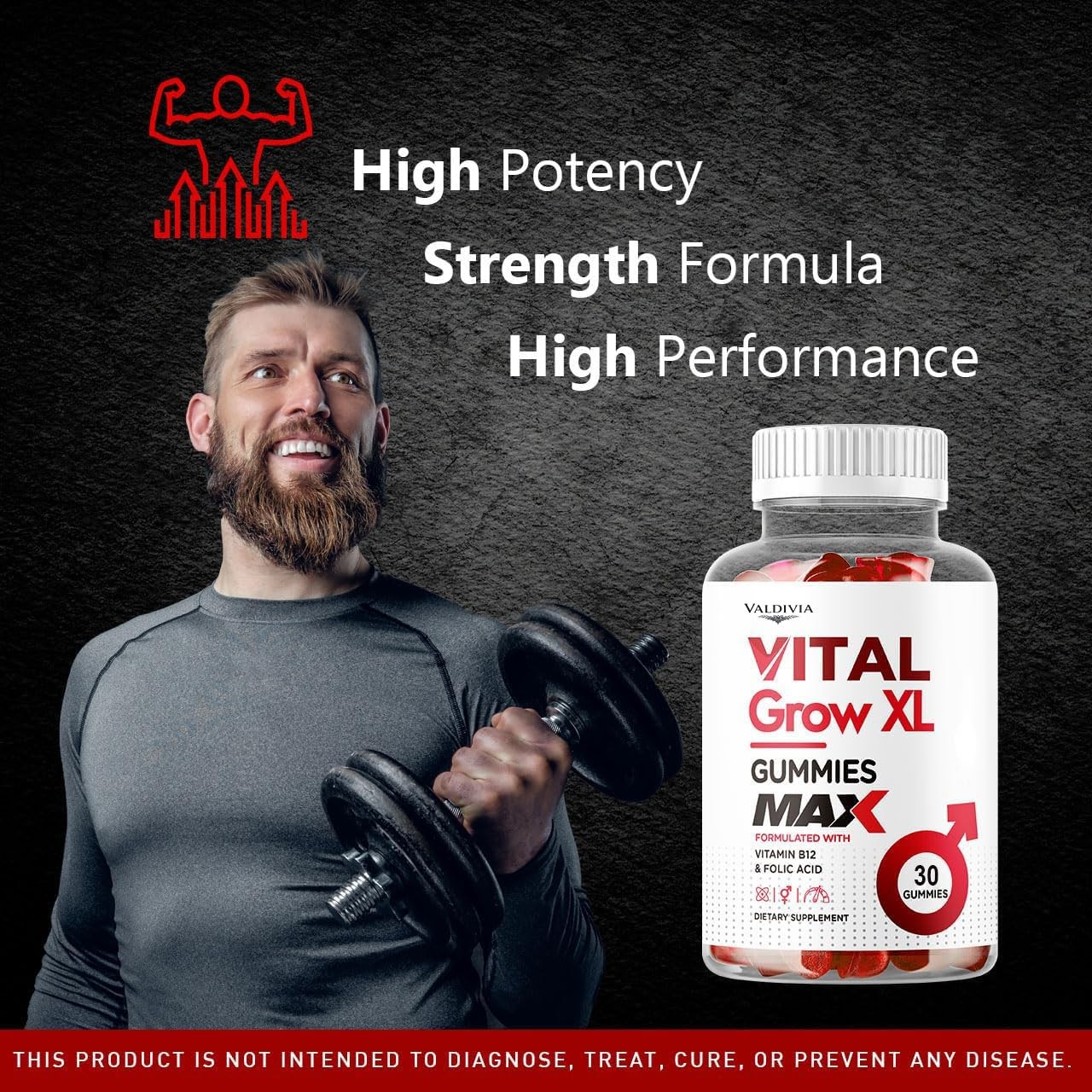 Valdivia Vital Grow XL 30 Gummies Men’s Health Supplement Made in USA Male