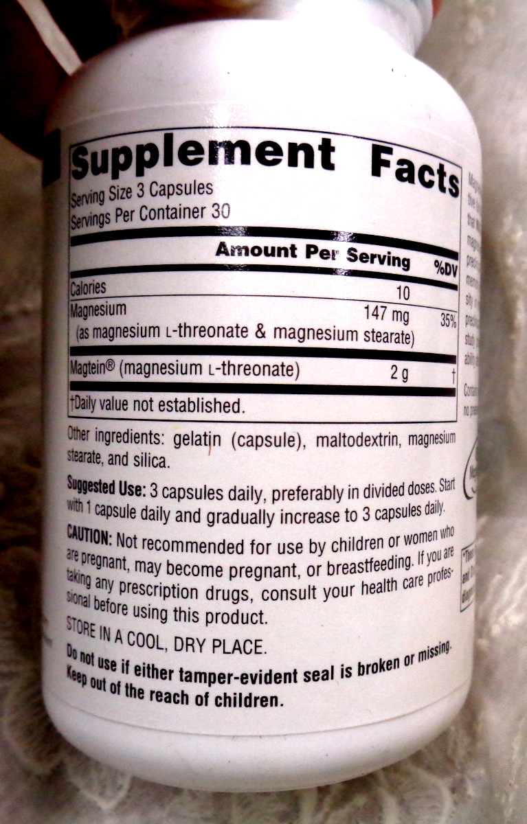SOURCE NATURALS Magtein Magnesium L-Threonate, 90 Capsules ~ EXPIRES 9/28