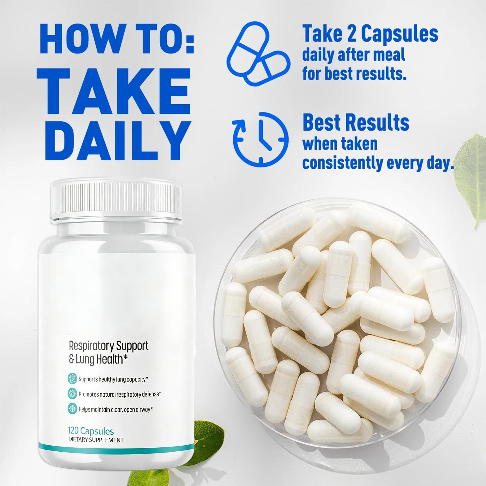 60 Count Daily Herbal Nutrient Capsules, General Respiratory Wellness Dietary