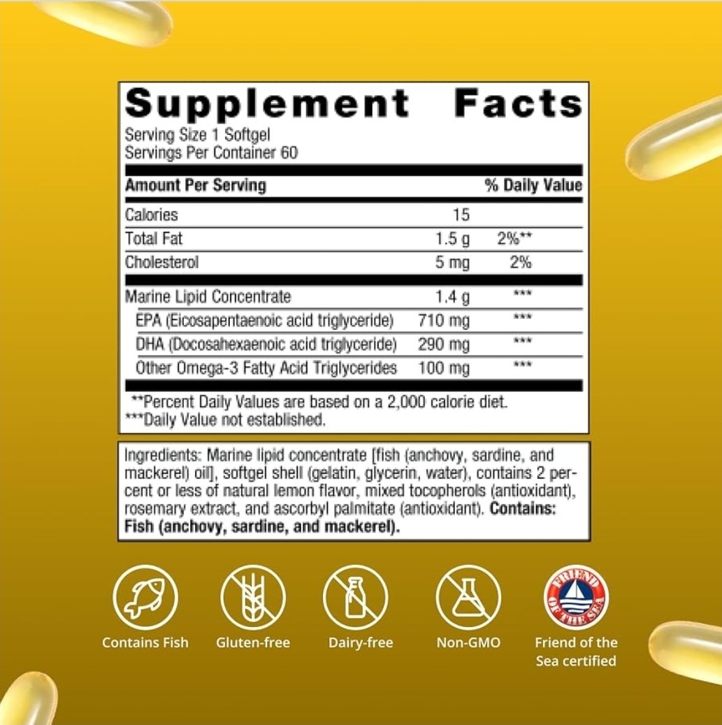 Metagenics OmegaGenics Fish Oil 1000mg Natural Lemon 60 Exp 03/2028